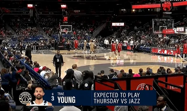 期待!转播镜头打出数据:特雷-杨将在对阵爵士时迎来复出